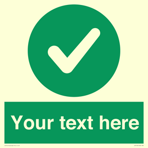 Custom green background, green circle with tick